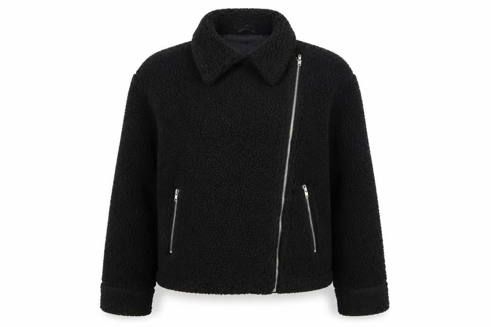 PrettyLittleThing Women Black Size 10 Biker Fleece Zip Jacket