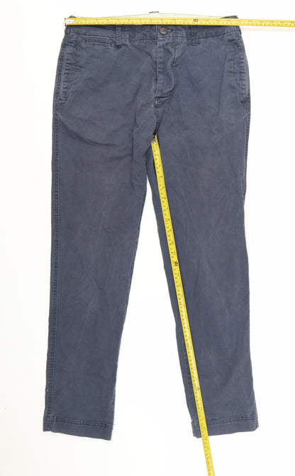 Next Men's Blue Slim Fit Chino Trousers 32R Cotton Blend