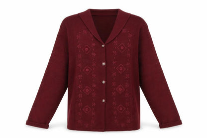 Paramour Women’s Red Embroidered Knit Button Cardigan M