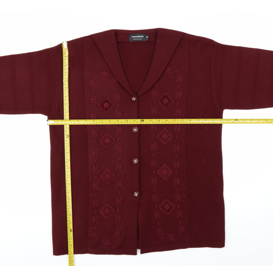 Paramour Women’s Red Embroidered Knit Button Cardigan M