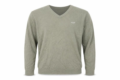 Hollister Men’s Green V-Neck Cotton Blend Pullover Jumper XL