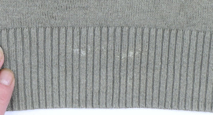 Hollister Men’s Green V-Neck Cotton Blend Pullover Jumper XL