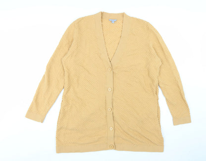 COS Womens Beige Cotton Long Sleeve V-Neck Cardigan Size L