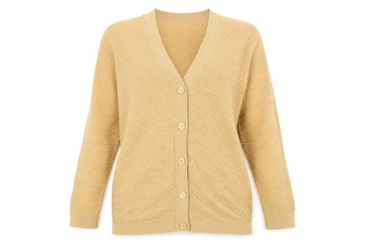 COS Womens Beige Cotton Long Sleeve V-Neck Cardigan Size L