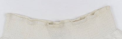 Superdry Women Ivory Cotton A-Line Broderie Short Skirt M