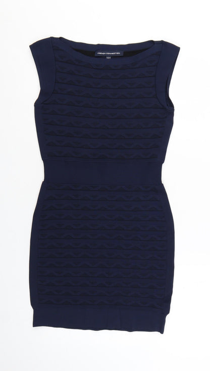 French Connection Womens Blue Bodycon Dress Size 12 Sleeveless