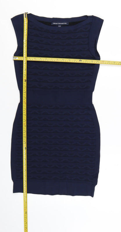 French Connection Womens Blue Bodycon Dress Size 12 Sleeveless