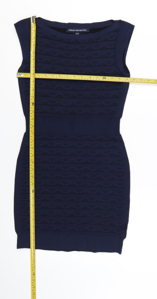 French Connection Womens Blue Bodycon Dress Size 12 Sleeveless