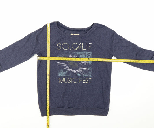 Hollister Women’s Blue Long Sleeve Music Fest Graphic T-Shirt Size S