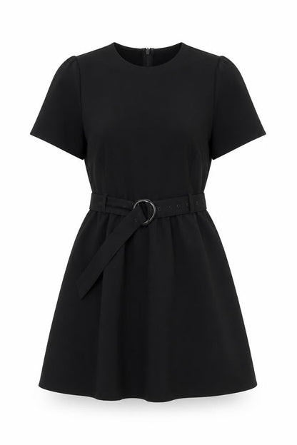 Marks & Spencer Womens Black Size 8 A-Line Belted Short Dress