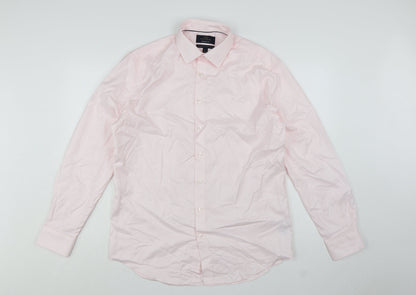 Marks and Spencer Men Pink Regular Fit 16in Collared Dress Shirt