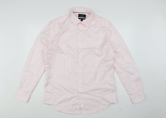 Marks and Spencer Men Pink Regular Fit 16in Collared Dress Shirt