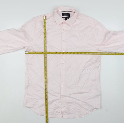 Marks and Spencer Men Pink Regular Fit 16in Collared Dress Shirt