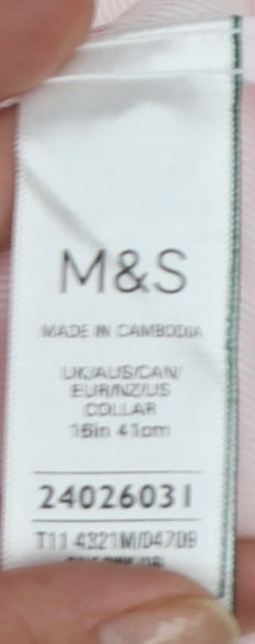 Marks and Spencer Men Pink Regular Fit 16in Collared Dress Shirt