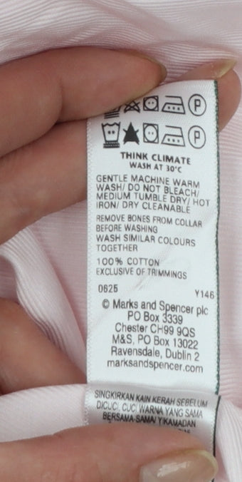 Marks and Spencer Men Pink Regular Fit 16in Collared Dress Shirt