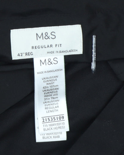 Marks and Spencer Men's Black Regular Fit Dress Trousers Size 42R