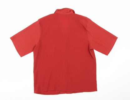 Berkertex Women Red Short Sleeve Collared Button Blouse Size 14