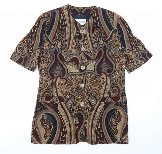 Windsmoor Women’s Brown Paisley Short Sleeve Suit Jacket Size 12