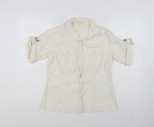 St. Bernard Beige Linen Blend Women's Size 14 Button-Up Shirt
