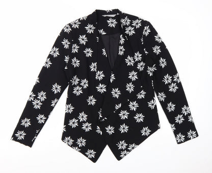 Debenhams Women Black Floral Blazer Jacket Size 12 Regular Fit