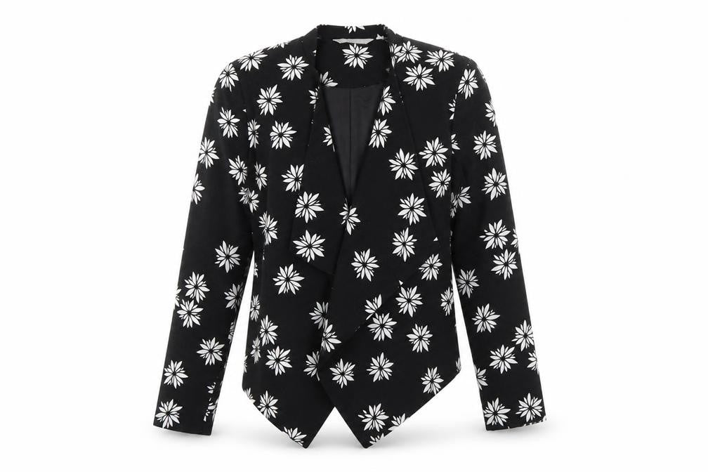 Debenhams Women Black Floral Blazer Jacket Size 12 Regular Fit