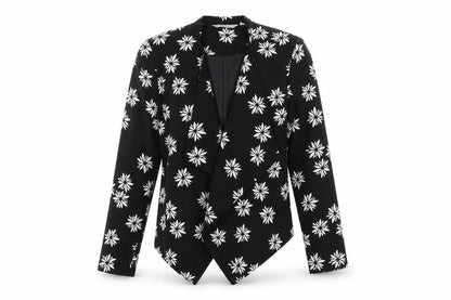 Debenhams Women Black Floral Blazer Jacket Size 12 Regular Fit