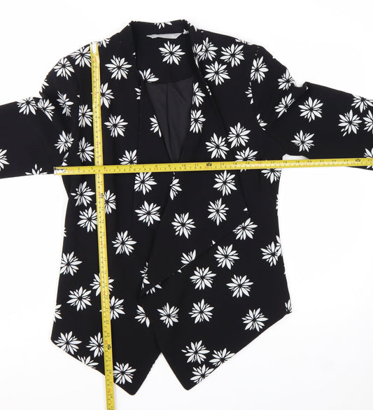 Debenhams Women Black Floral Blazer Jacket Size 12 Regular Fit