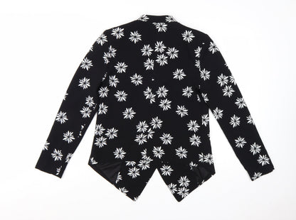 Debenhams Women Black Floral Blazer Jacket Size 12 Regular Fit