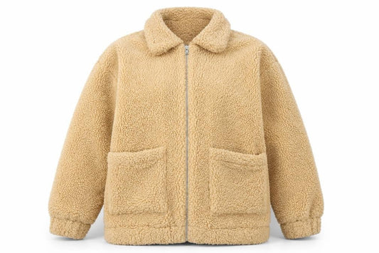 I.AM.GIA Womens Beige Teddy Fleece Zip Jacket Size M