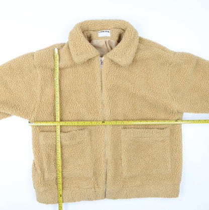 I.AM.GIA Womens Beige Teddy Fleece Zip Jacket Size M