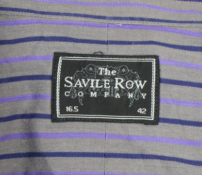 The Savile Row Company Men's Purple Striped Long Sleeve Button-Up Shirt 16.5 42