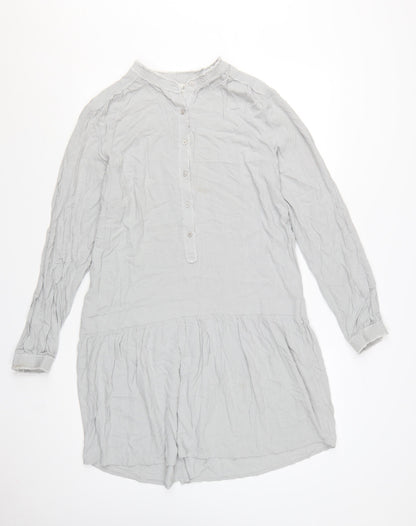 Hush Women Grey Long Sleeve Shirt Dress Size 12 Lightweight Viscose