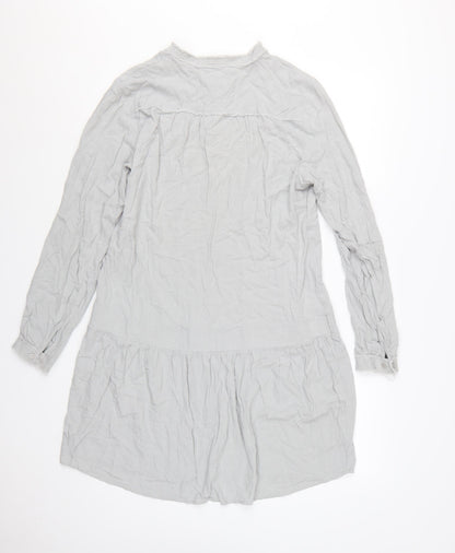 Hush Women Grey Long Sleeve Shirt Dress Size 12 Lightweight Viscose