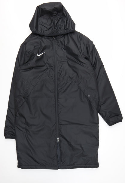 Nike Women's Black Long Hooded Parka Coat Size L