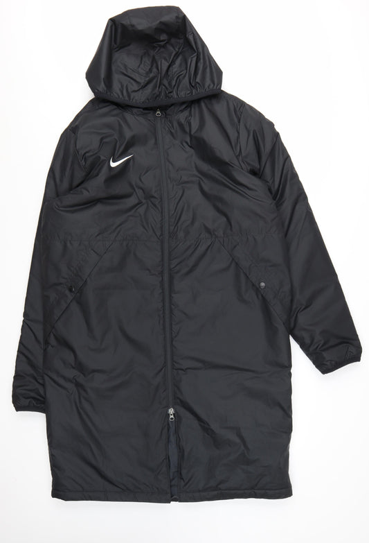 Nike Women's Black Long Hooded Parka Coat Size L