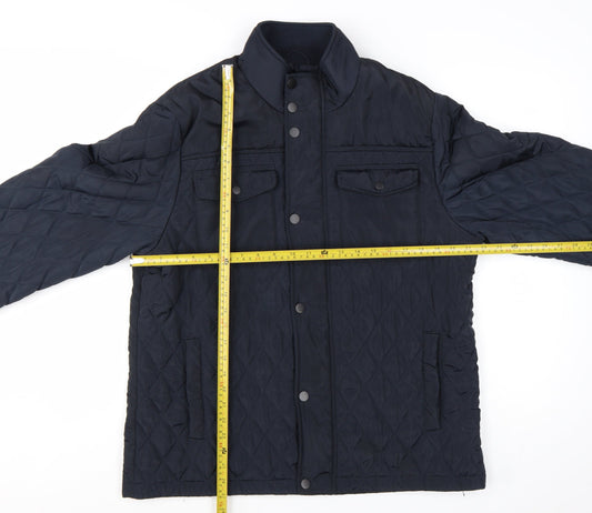 F&F Men's Blue Quilted Jacket L Regular Fit Polyester