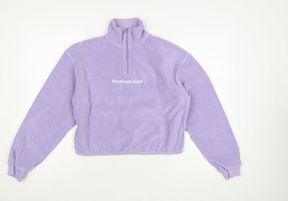 Calvin Klein Jeans Women's Purple 1/4 Zip Fleece Sweatshirt XS