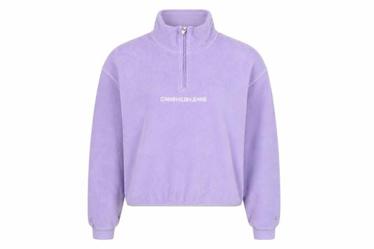 Calvin Klein Jeans Women's Purple 1/4 Zip Fleece Sweatshirt XS