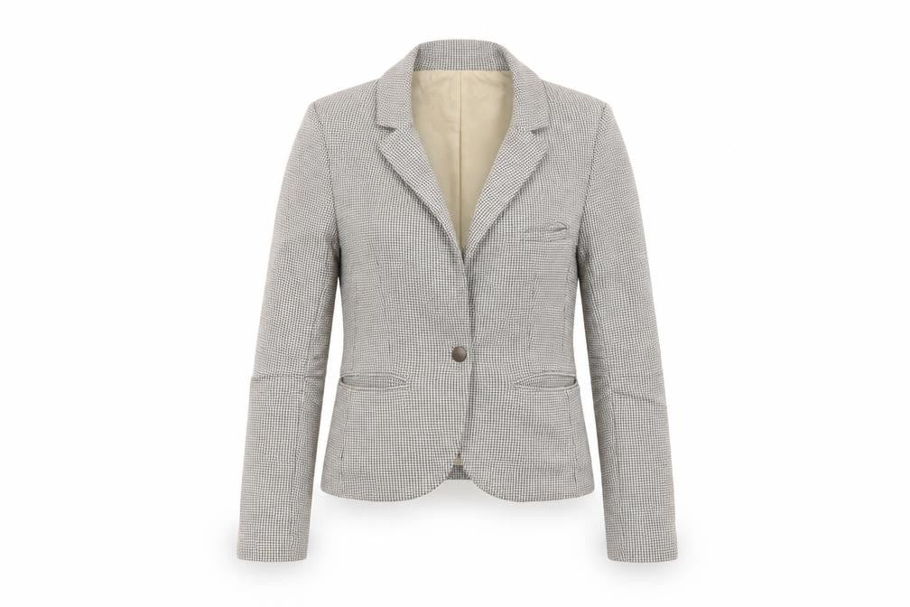 Topshop Petite Women’s Beige Houndstooth Blazer UK 8 Cotton Lined Jacket