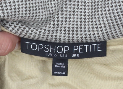 Topshop Petite Women’s Beige Houndstooth Blazer UK 8 Cotton Lined Jacket