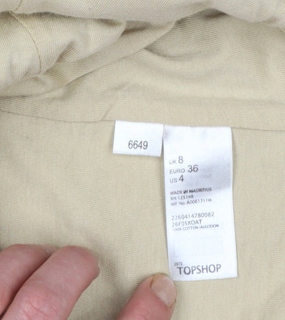 Topshop Petite Women’s Beige Houndstooth Blazer UK 8 Cotton Lined Jacket