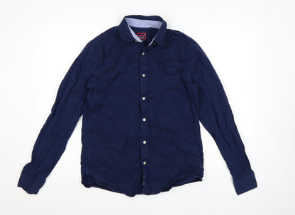 Superdry Men's Blue Regular Fit Long Sleeve Button-Up Shirt Size S