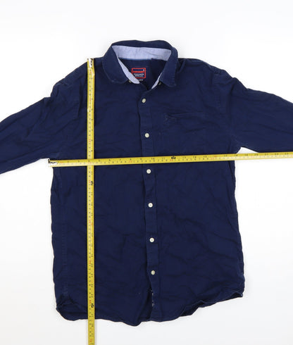 Superdry Men's Blue Regular Fit Long Sleeve Button-Up Shirt Size S