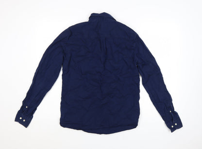 Superdry Men's Blue Regular Fit Long Sleeve Button-Up Shirt Size S