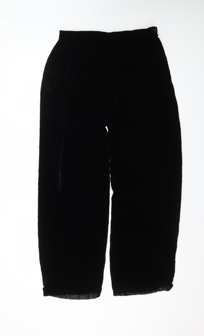 Marks & Spencer Women’s Black Velvet Viscose Silk Trousers Size 12 Short