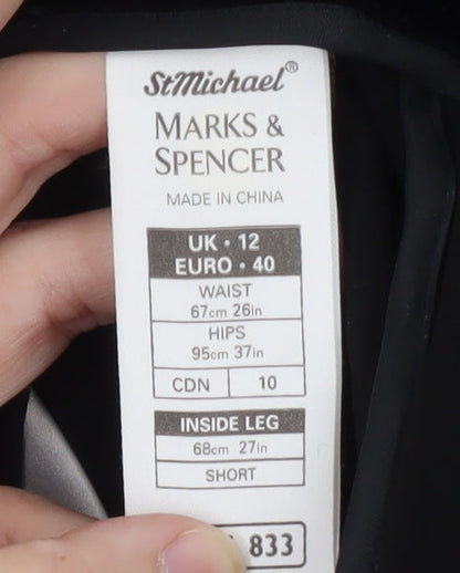Marks & Spencer Women’s Black Velvet Viscose Silk Trousers Size 12 Short