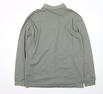 Marks and Spencer St Michael Men's Green Long Sleeve Cotton Polo XL