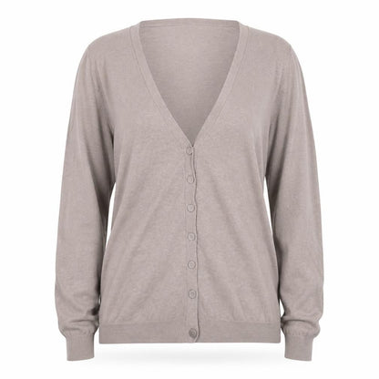 Boden Women Beige Long Sleeve V-Neck Cotton Cardigan Size 12