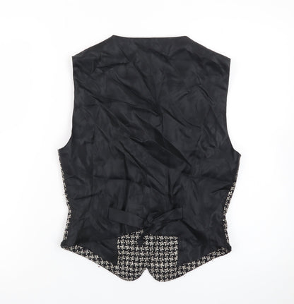 Mondi Collections Women's Black Tweed Sleeveless V-Neck Vest Size 6