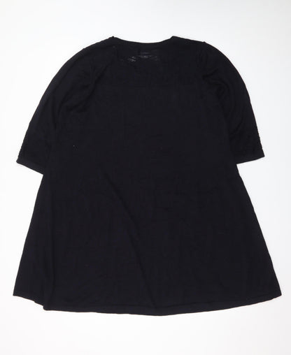 Marks and Spencer Women's Black Cotton A-Line Knit Dress Size 18